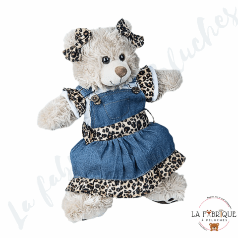 Tenue Robe en Jean + tee-shirt LEOPARD