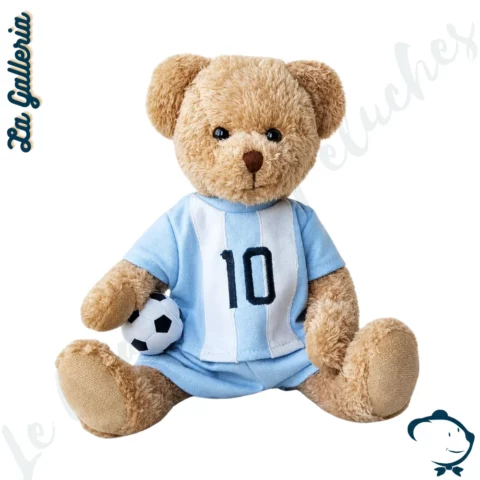 Peluche ours Léo La Galleria joueur de football bleu