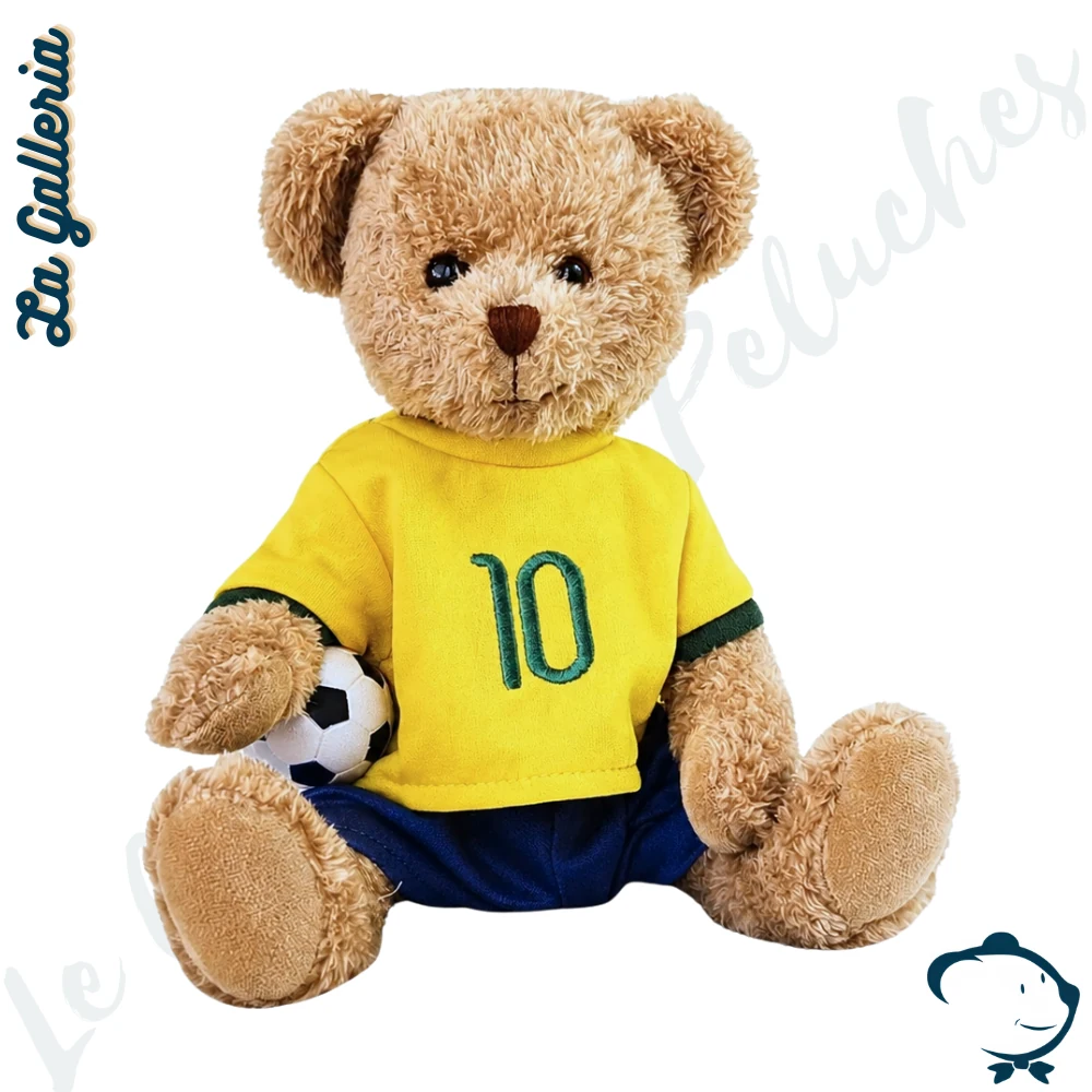 Peluche ours Lucas La Galleria joueur de football jaune