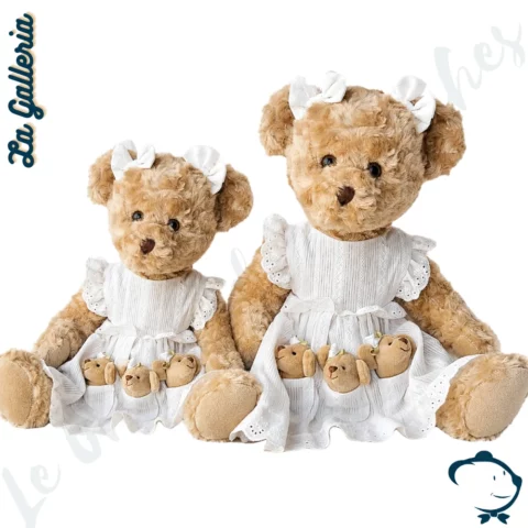 Peluche ours Apolline La Galleria avec trois bébés ours
