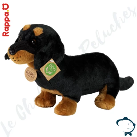 Peluche chien teckel réaliste 32 cm