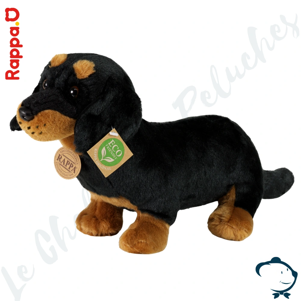 Peluche chien teckel réaliste 32 cm