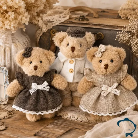 Peluche ours Achille, Bertille et Colette La Galleria 15 cm