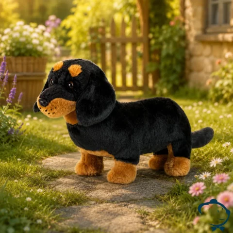 Peluche chien teckel réaliste 32 cm