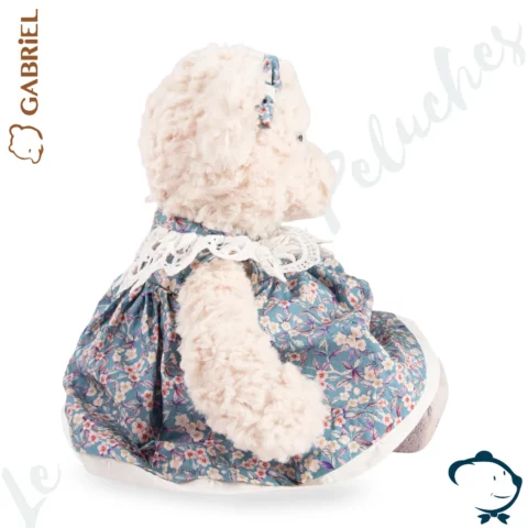 Peluche ours Julia Gabriel 28 cm avec robe à fleurs