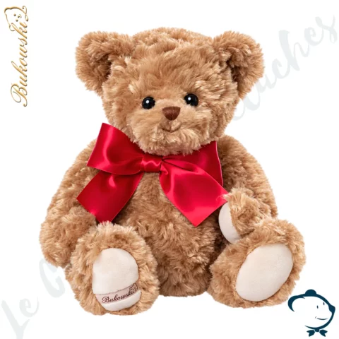 Peluche ours de Noël Alexander X-Mas Bukowski 40 cm avec grand nœud rouge satiné, édition Collector.