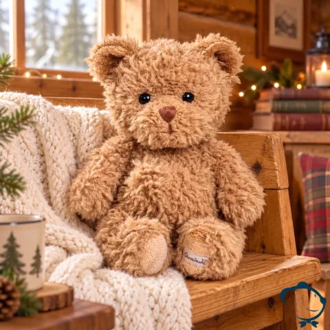 Peluche ours Fighter Bukowski 18 cm au pelage caramel ébouriffé et texturé.