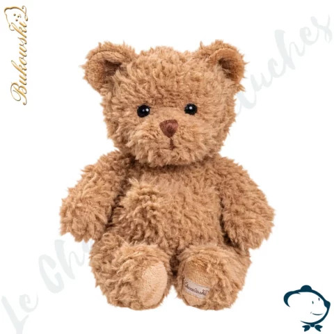 Peluche ours Fighter Bukowski 18 cm au pelage caramel ébouriffé et texturé.