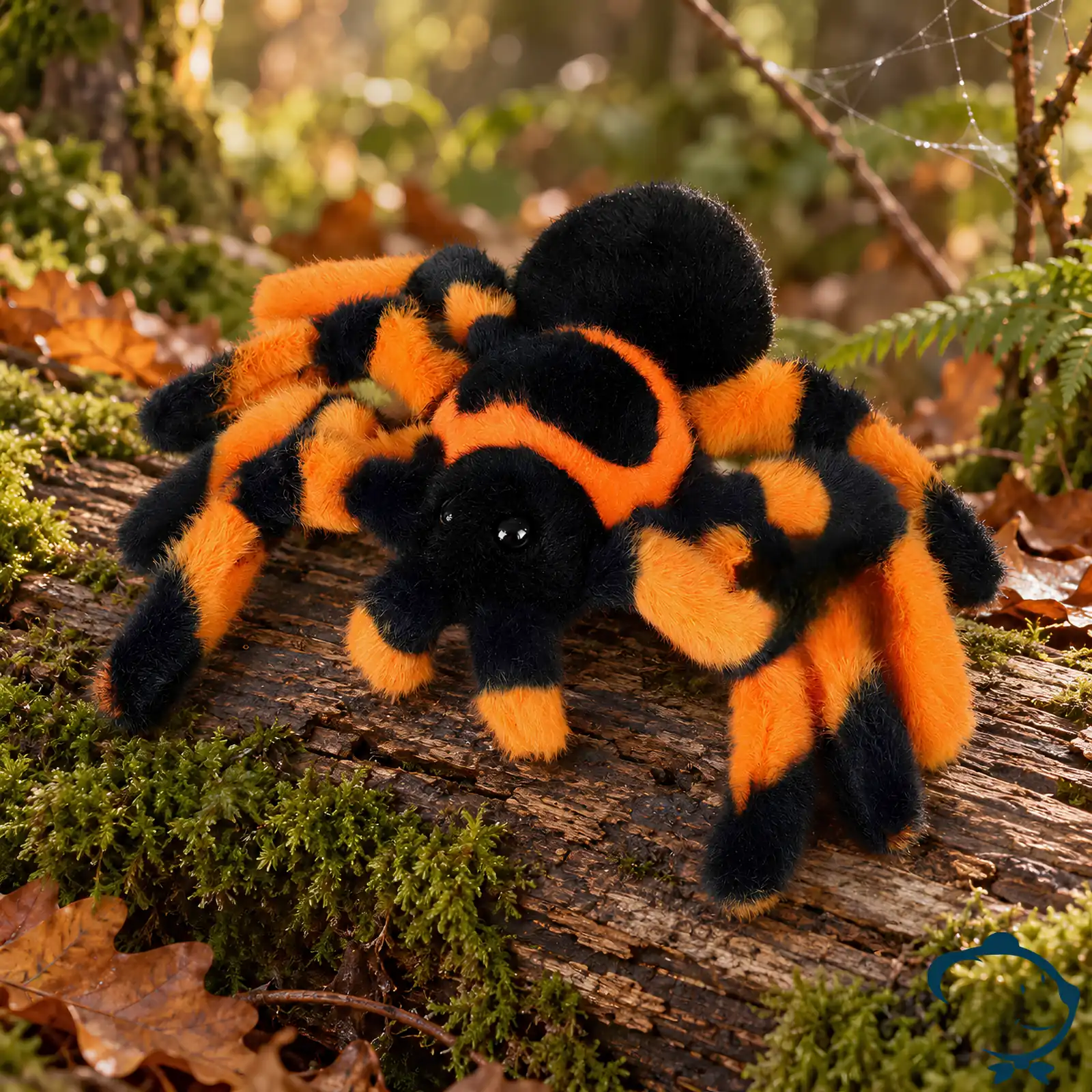 Peluche araignée tarentule Rappa 20 cm – Noir et orange
