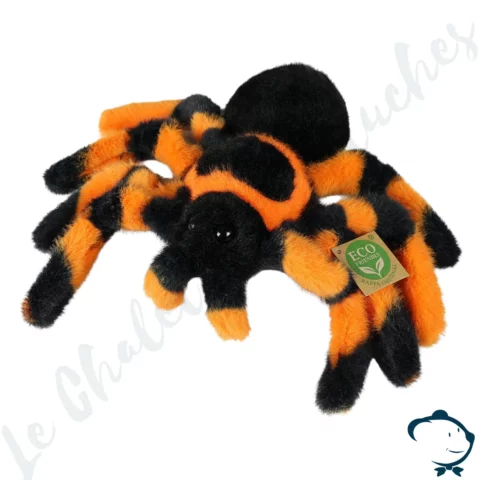 Peluche araignée tarentule Rappa 20 cm – Noir et orange