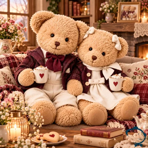 Sacha & Romy, ours en peluche La Galleria de 30 cm et jambes articulées.