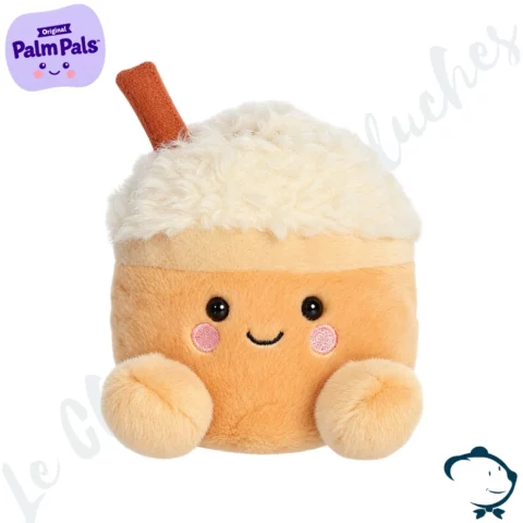 Peluche Speckle Pumpkin Spice Latte Palm Pals couleur citrouille avec mousse crème et bâton de cannelle